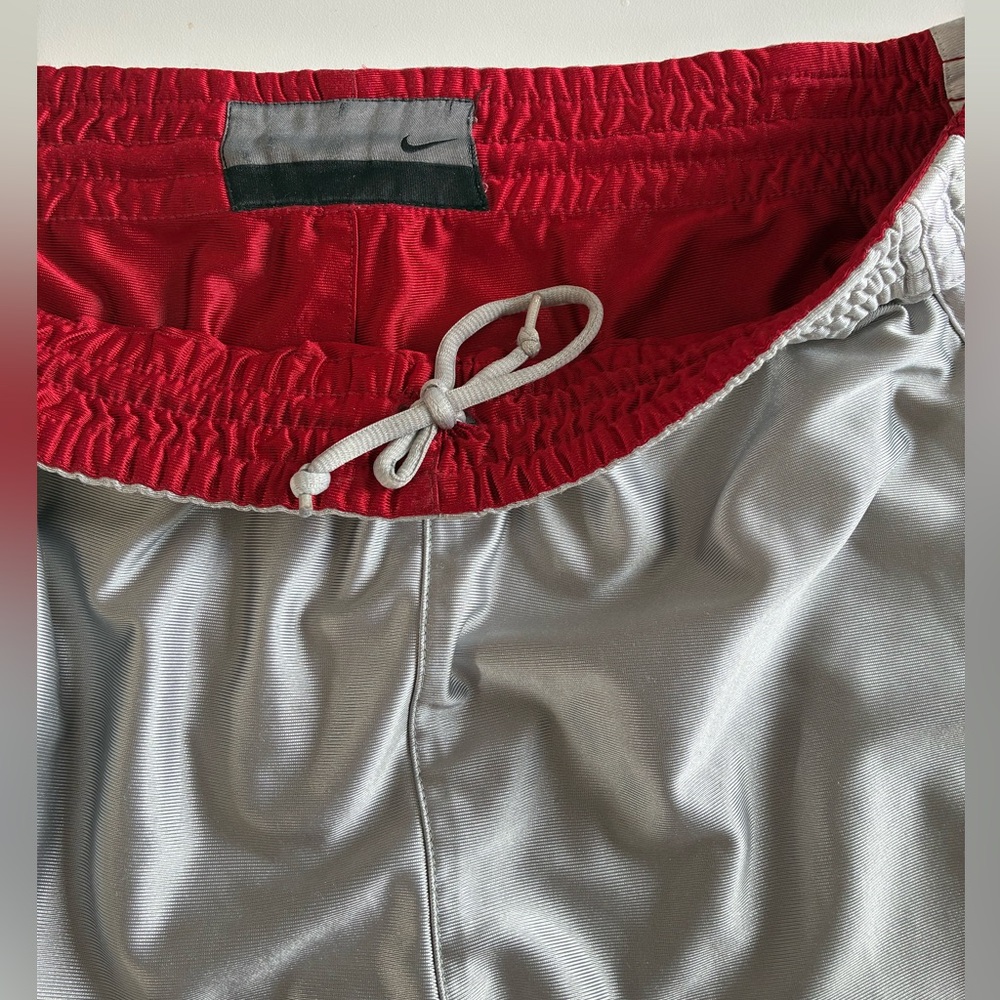 Nike Silver Performance Shorts with Red Waistband